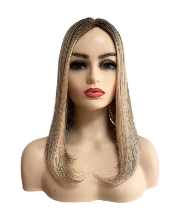 Blonde with lowlight silk topper